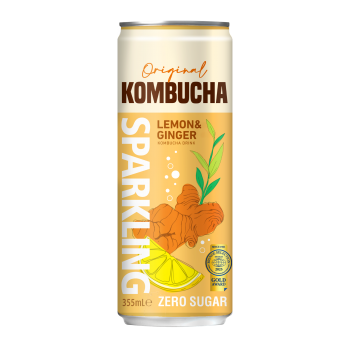 OKF Kombucha Trà Lên Men Có Gas– Gừng, Chanh Sảng Khoái 355 ml
