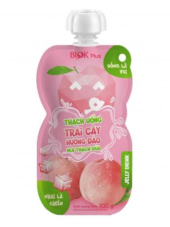 Thạch Uống Trái Cây Hương Đào Mix Thạch Dừa Biok