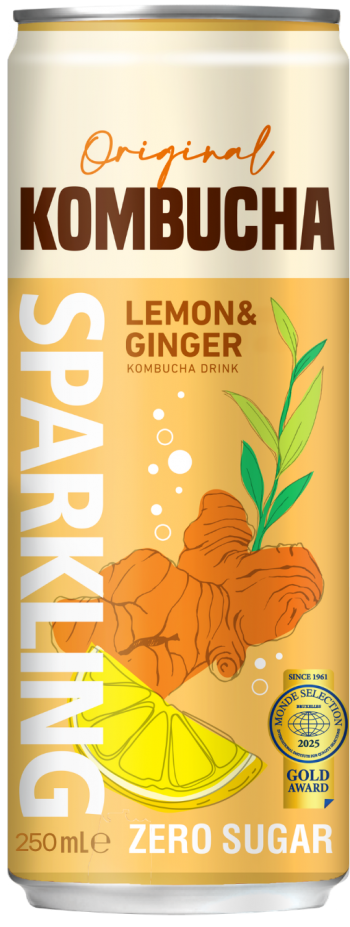 OKF Kombucha Trà Lên Men Có Gas– Gừng, Chanh Sảng Khoái 250 ml